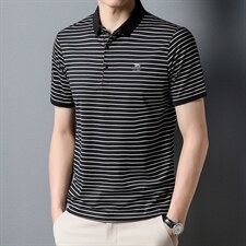 2023夏 轻熟风刺绣翻领Polo衫意式小资翻领半截袖体恤图片