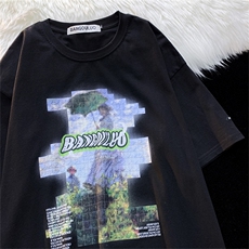 T恤潮流圆领男港风印花2024新款百搭休闲时尚DS-B299-5112P45控69，男装T恤，电商A061-1