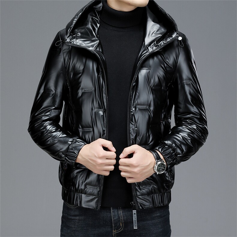白鸭绒纯色羽绒服男立领冬季中年男士休闲冬装外套ALXB82007-P195图片