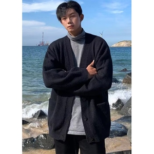 秋冬季针织开衫外套男女慵懒风穿搭韩系V领毛衣潮毛线 M6520图片