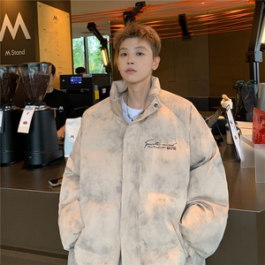 特p100控158冬立领机车棉服情侣棉衣面包扎染服墨染风外套男MY248图片