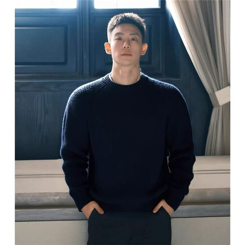 毛衣男复古混纺简约针织衫打底基础休闲长袖T恤秋冬季XM19P60，男装T恤，电商D256