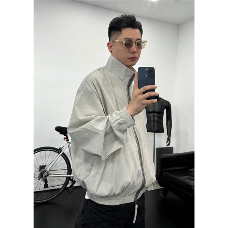 网图  美式拉链撞色宽松立领正肩休闲防晒衣男FS006/P55图片