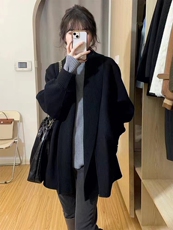 秋冬新款时尚加厚翻领大衣显瘦百搭长袖针织衫/毛衣，女装针织衫/毛衣，圣旺供货
