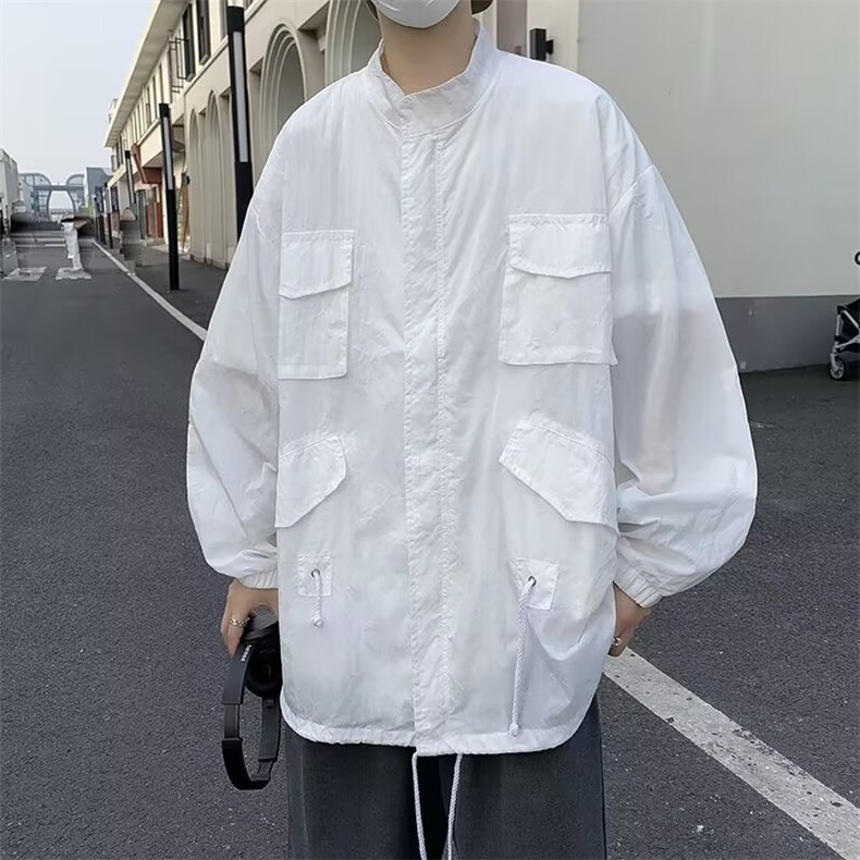港风短袖衬衫男夏季潮牌痞帅气白色五分半袖上衣工装衬衣,男装衬衫,星座716-4