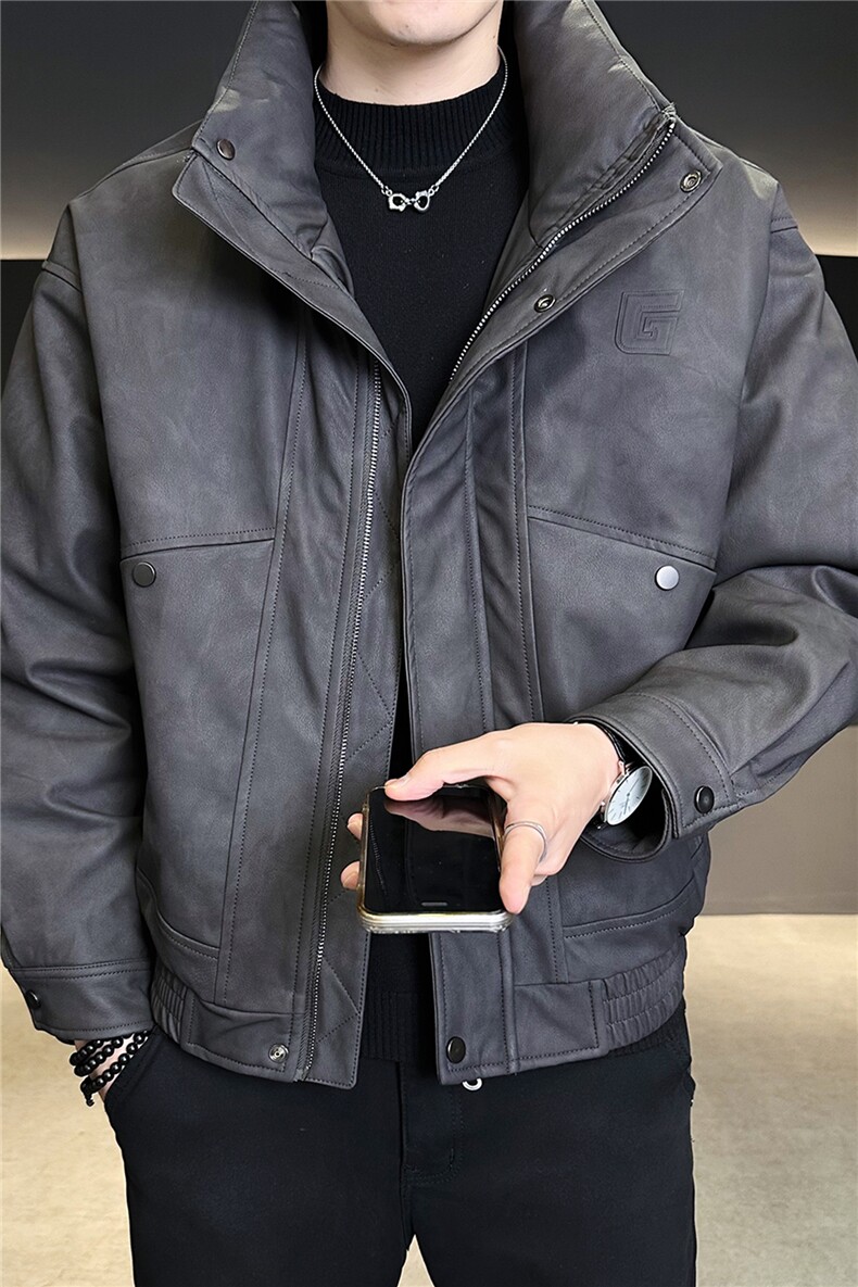 新标90绒美式皮衣羽绒服男冬季2025新款休闲外套A313-887-P305,男装皮衣,电商A313