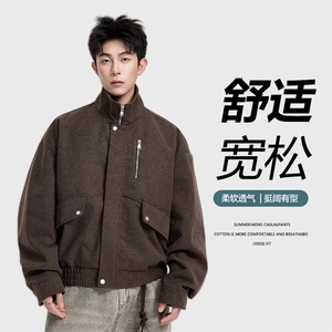 得物二开潮牌时尚立领百搭宽松夹克外套男2025秋新款JK1224-P118