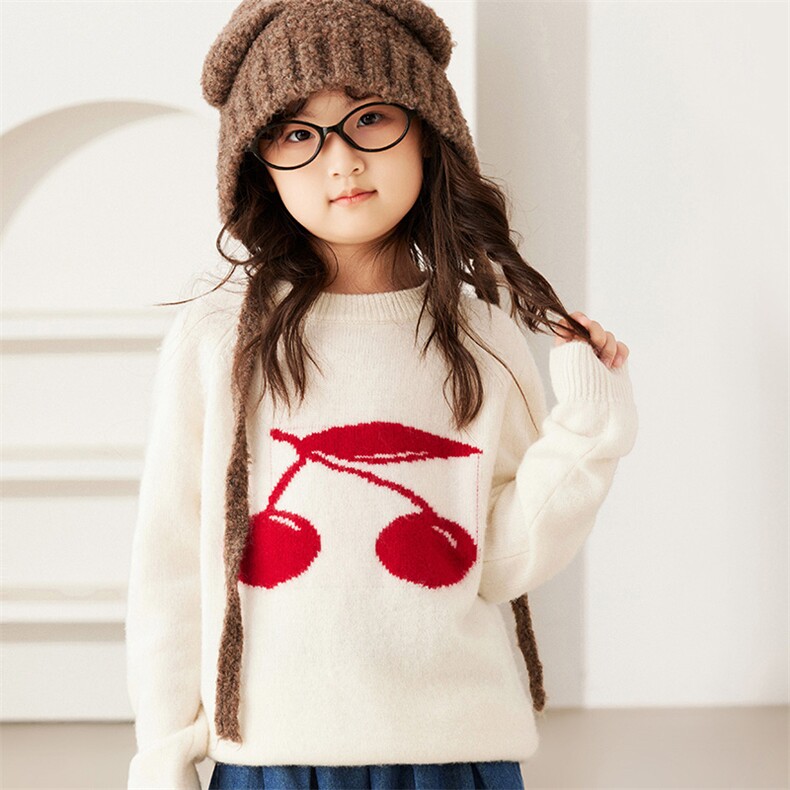 休闲可爱圆领长袖针织男女通用长袖可爱青春柔软针织衫，童装儿童针织衫，质第童装店