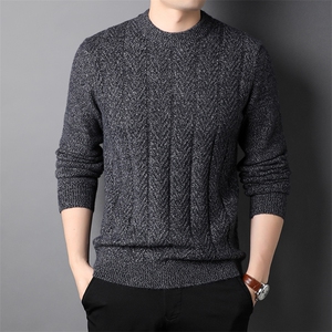 爸爸纯色毛衣上衣秋冬季中年男士加厚保暖衣男款HPND-21-P105图片