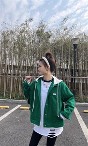 帽子可脱卸牛仔外套图片