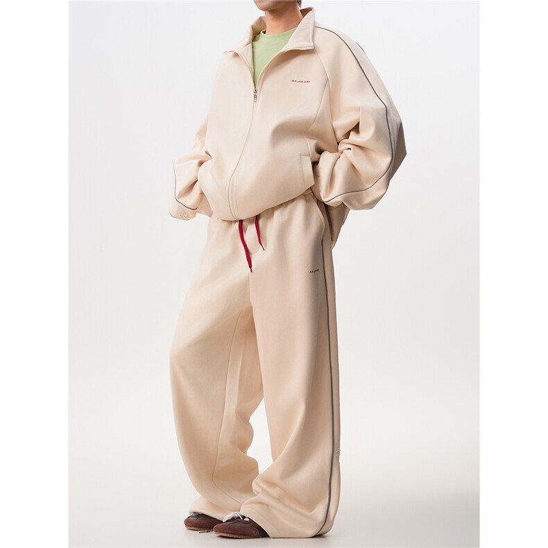 8XL-M 反光条运动套装男街舞服休闲外套夹克麂皮绒裤子男TZ106P95图片