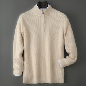 2025年秋季长袖时尚都市套头元宝半开，男装羊毛衫，千国羊绒