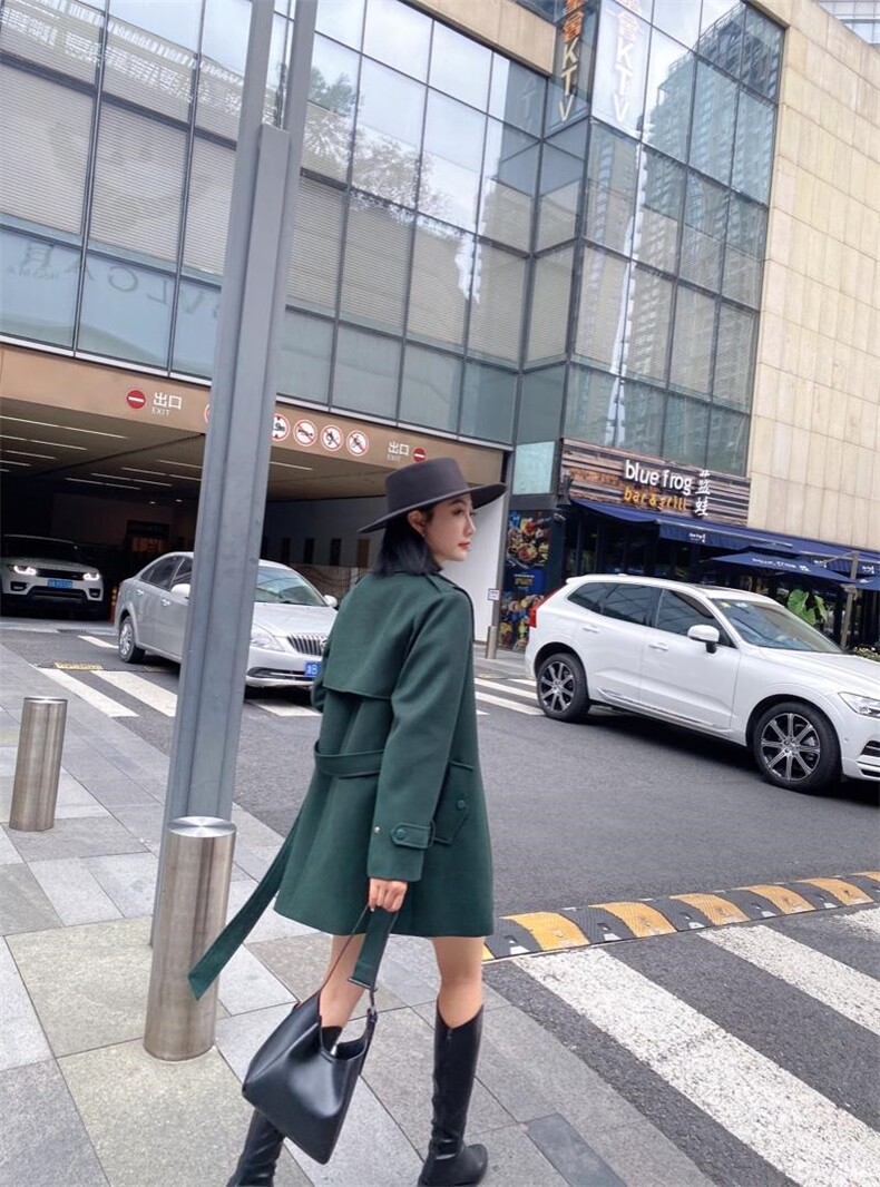 【现货】2021秋季新款风衣精纺TR面料时尚不挑人，女装风衣，蓝典