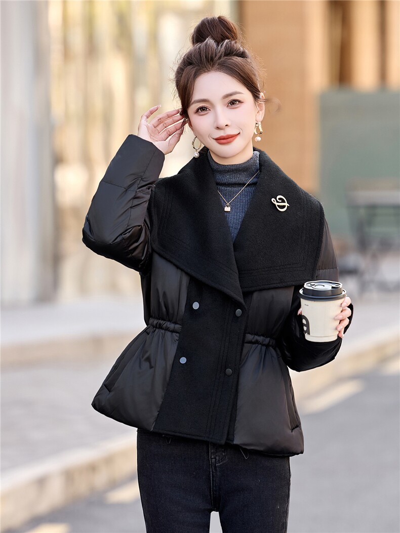 气质大翻领羽绒服2025年冬季新款小个子洋气减龄超好看短款外套,女装羽绒服,拾衣