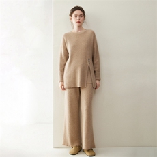 通勤圆领山羊绒针织衫女套头简约长袖高端毛衣秋冬新款穿搭上衣，女装套装/套裙，纳丰羊绒