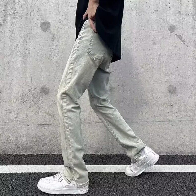 新款牛仔裤男春秋季美式复古宽松阔腿直筒裤潮牌潮流高街裤子,男装牛仔裤,星座506A