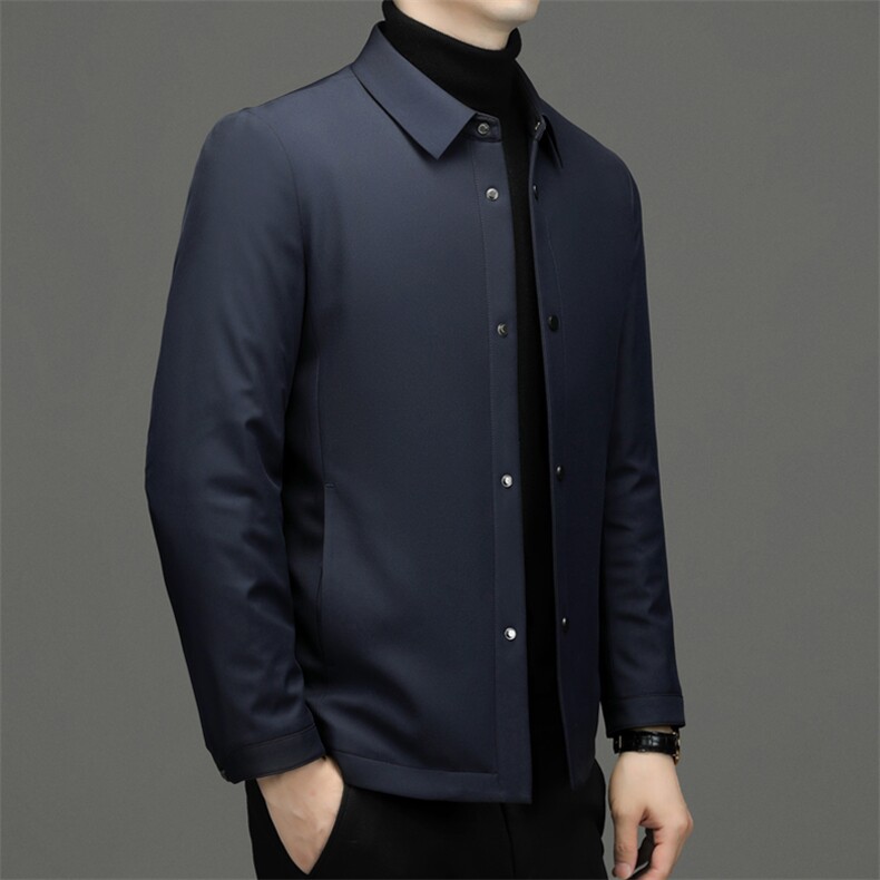 新款商务休闲翻领羽绒服冬季中年男士宽松免烫爸爸装加厚保暖外套,男装羽绒服,电商B212（原钱塘6029）