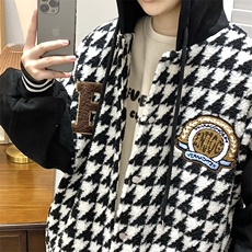 22冬千鸟格新款羊羔毛宽松大码棉服外套B266-Y616-P125，男装棉衣，星座B257-1