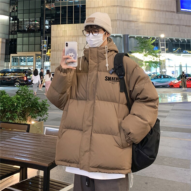 夜景休闲字母印花百搭宽松保暖连帽棉服A247-MY163特批95控158,男装棉衣,电商A247