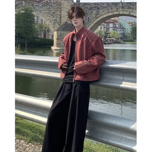 铆钉磨砂纹理皮衣日系文艺时尚慵懒潮流新款百搭简约气质 JS568图片