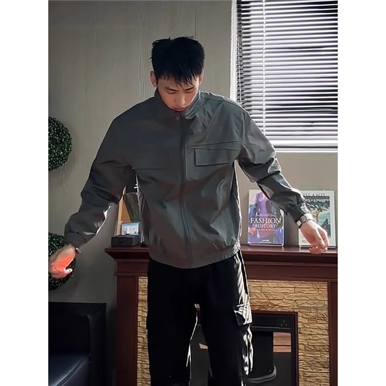 美式复古飞行员外套男士春秋季机能工装立领夹克潮流痞帅上衣,男装夹克,星座506A
