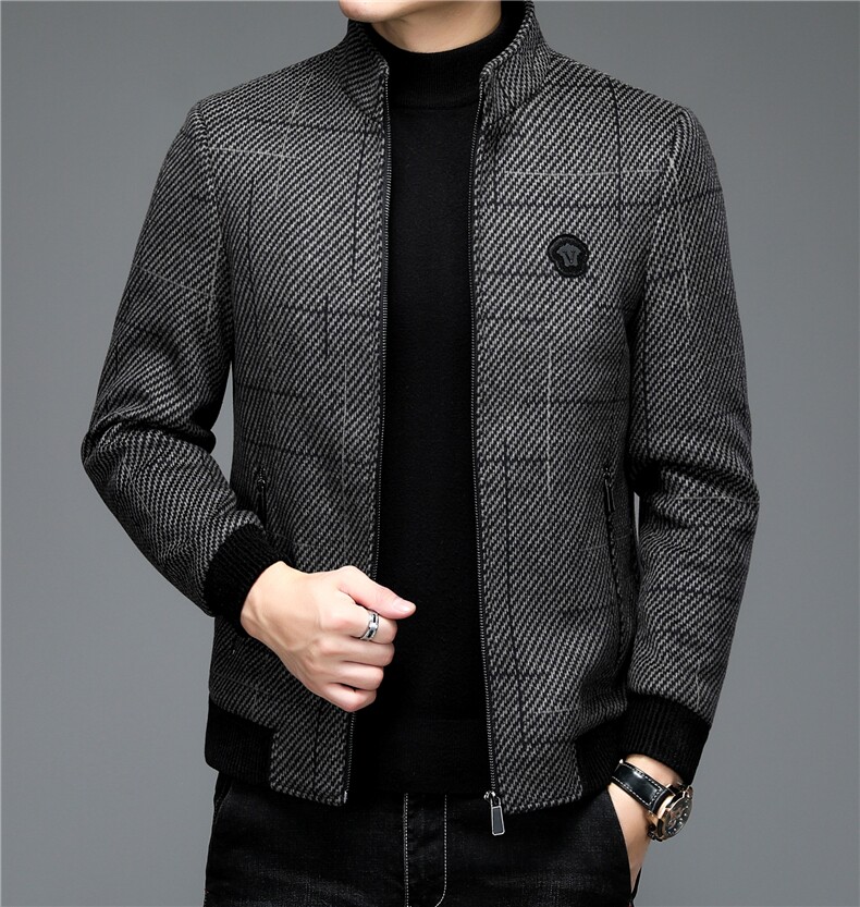 羊毛厚款外套潮流休闲羊毛夹克男爸爸装中年外套ALXB8108-P8108,男装夹克,电商B212（原钱塘6029）