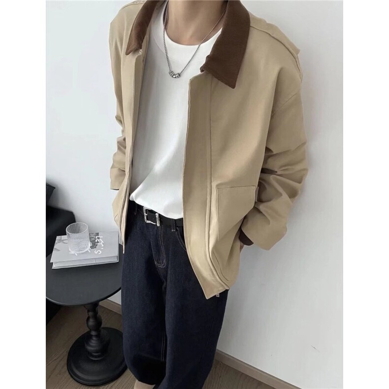 美式翻领帆布夹克外套男女2025春秋冬宽松工装棒球服宽松休闲上衣,男装夹克,星座506A