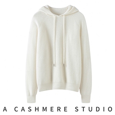 2025秋冬百搭时尚简约元宝针连帽羊绒帽衫，女装羊绒衫，珍丝贝尔