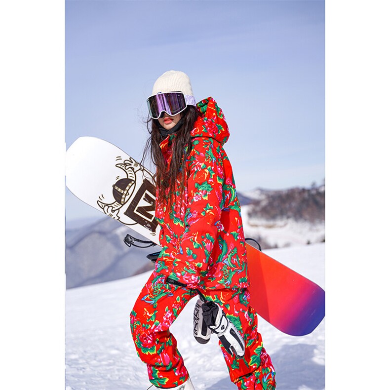 24冬东北大花袄滑雪服男单板防水加绒套装HF37+HK1287J加绒-P270，男装休闲套装，电商A001-1