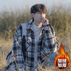 格子衬衫男秋装休闲男款春秋季夹克秋季男生毛呢外套男款WT847，男装夹克，星座506