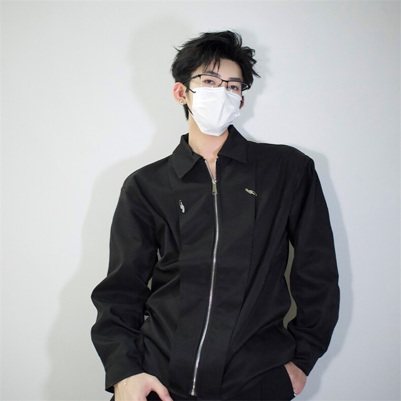 cleanfit解构衬衫外套机车美式休闲打底时尚潮流拼接设计衬衫P55图片