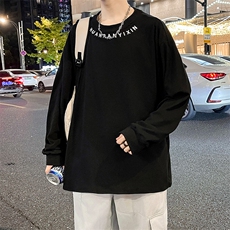 长袖t恤男生春秋潮牌美式圆领打底衫宽松上衣WY0322-P38，男装T恤，星座308B-2