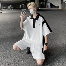 夏季男装套装短袖T恤休闲短裤两件套潮TZ011-P53，男装休闲套装，星座308B-1
