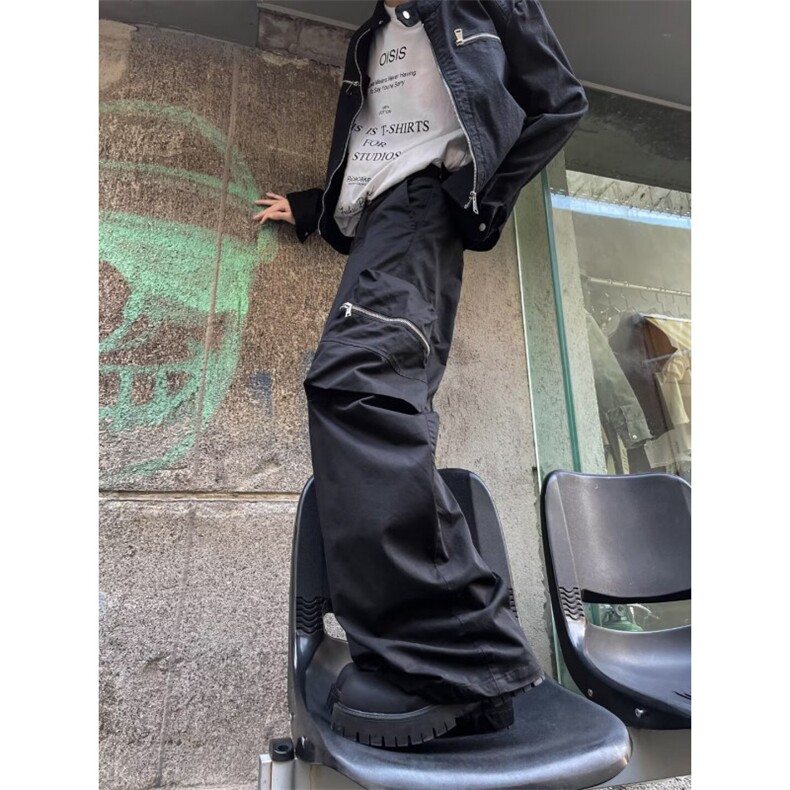 休闲裤男女韩版潮流高街帅气百搭大口袋2024冬季ins长裤K5898-P53，男装休闲裤，星座412-3