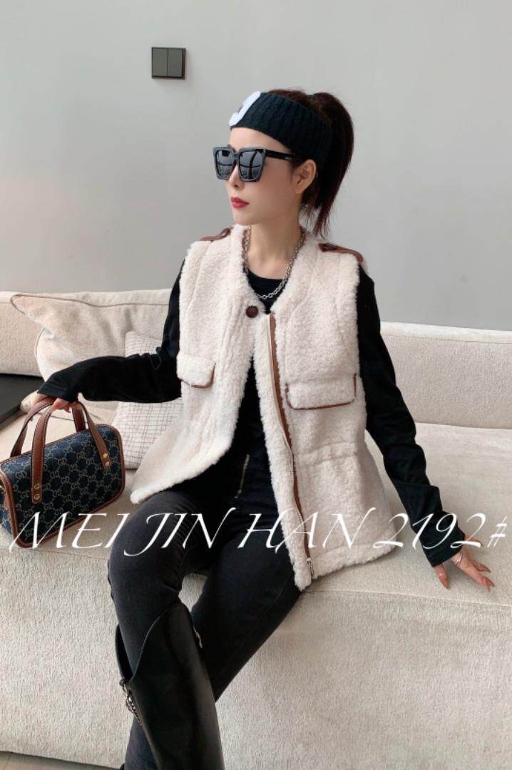 美巾涵5121收腰款皮毛一体马甲，女装马甲，美巾涵