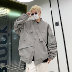 美式街头复古设计感飞行服外套女春秋宽松不规则工装夹克男JK185，男装夹克，星座1116A-1（原606A）