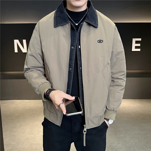 M-4XL B353 9827 P190 绿色2025牛仔假两件翻领冬季男羽绒服外套图片