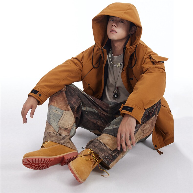 户外工装羽绒服男士2025新款加厚保暖连帽防寒服外套潮牌623,男装羽绒服,电商A234
