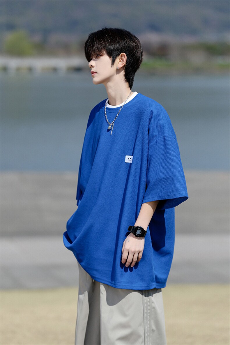 8XL-M重磅！特大码T潮牌上衣男中性华夫格短袖T恤DX304P25控39,男装T恤,电商D206-1