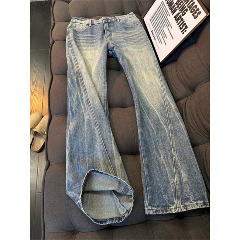 1506/QS60750/P48牛仔裤男潮牌美式重工水洗直筒裤窄版修身微喇裤,男装牛仔裤,星座1506