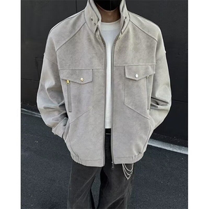 W9694-P85 网图现货 夹克立领工装外套高级感痞帅cleanfi机车皮衣图片
