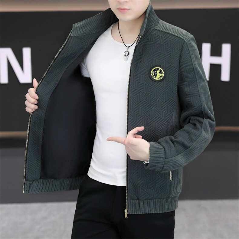 秋季时尚休闲立领夹克男时尚轻奢高档中青年男式外套L16-P73,男装棉衣,星座310B-3