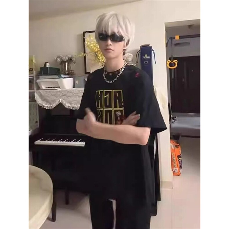 万针全刺绣工艺抖音得物高品质260克重磅纯棉双纱美式高街短袖T恤,男装T恤,电商A486