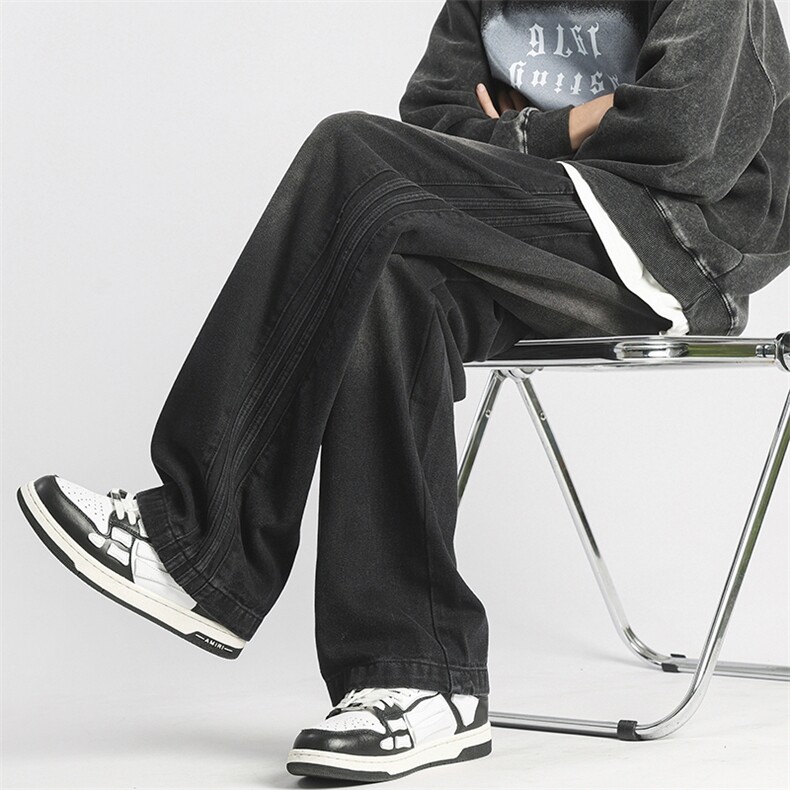 秋冬季美式高街牛仔裤男潮牌日系宽松休闲裤G908/P55控78,男装牛仔裤,电商D202-1