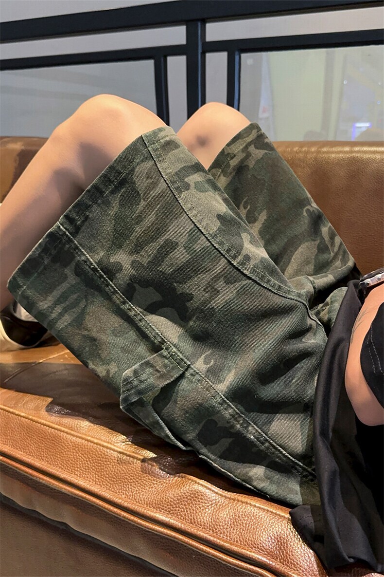 迷彩水洗牛仔短裤X7149-TP3058青少年学生设计感解构五分裤,男装牛仔裤,电商A102