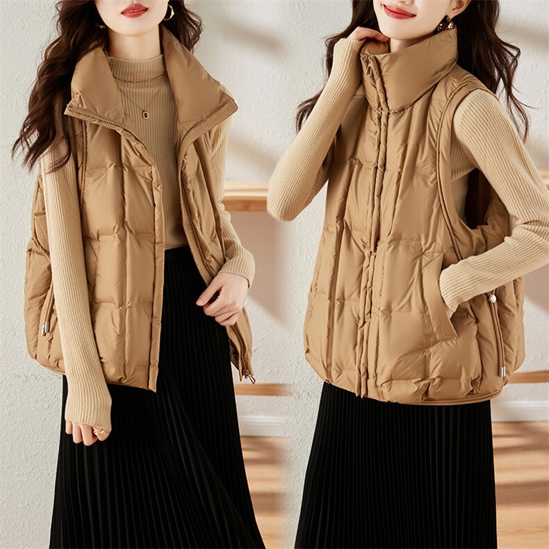2022冬季新款羽绒服马甲立领加厚90白鸭绒休闲款拉链图片