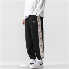 日系2024秋冬新款撞色串标束脚运动休闲潮牌裤子2120-45控69，男装休闲裤，星座914-3