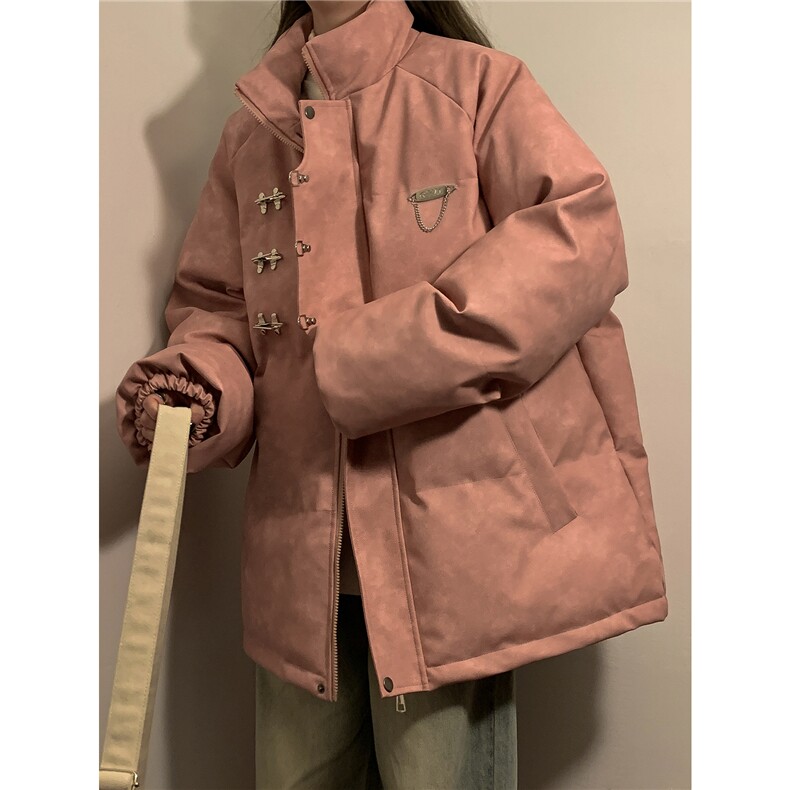 1中性立领PU皮复古做旧金属飞机扣大码M-5XL棉衣MY77726P148控198，男装棉衣，星座226-2