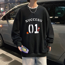 S6205-P28加绒款-P33秋季圆领卫衣男大码韩版宽松长袖外套，男装卫衣，电商A040