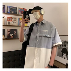 港风新款套装夏季学生衬衫男休闲帅气C3017，男装衬衫，星座1116A-1（原606A）